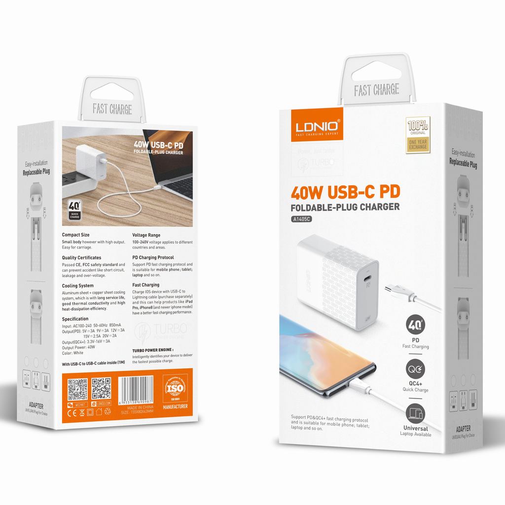Ldnio USB-C PD Foldable Plug Charger A1405C