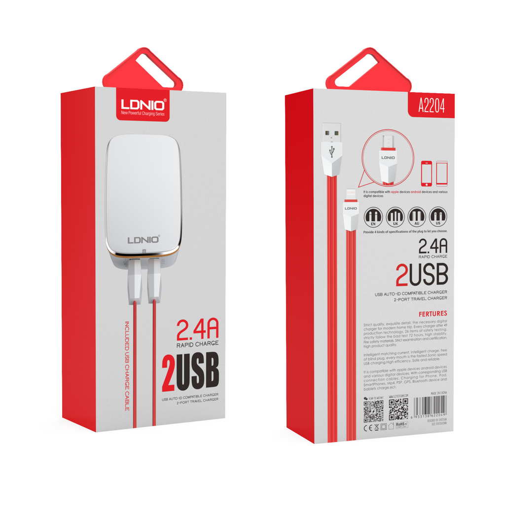 Ldnio 2.4A 2 USB Rapid Charger A2204