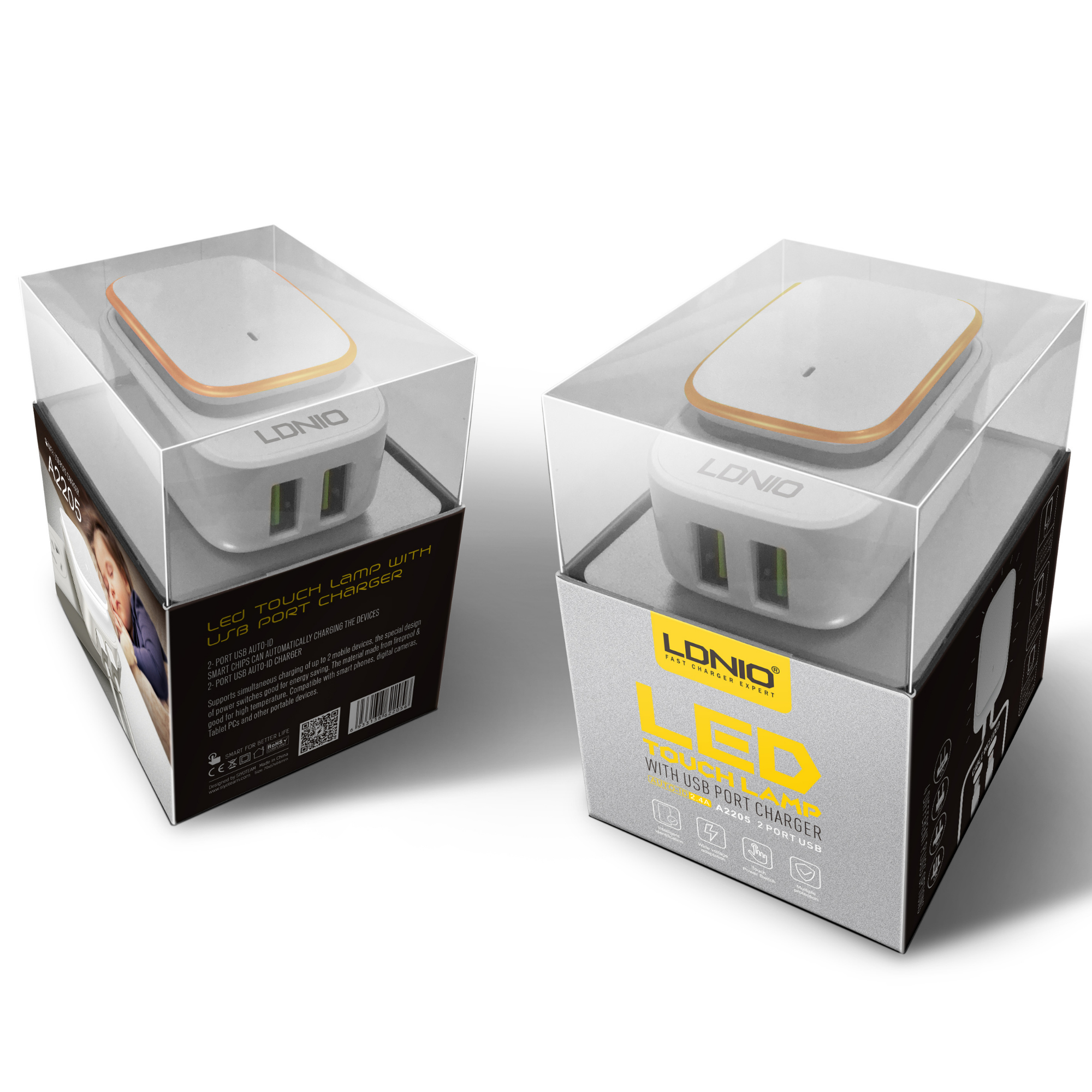 Ldnio Dual USB Charger with LED Touch Lamp A2205