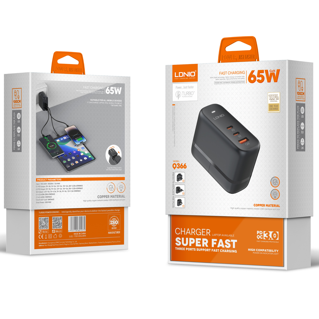 Ldnio 3 Ports Super Fast Charger Q366