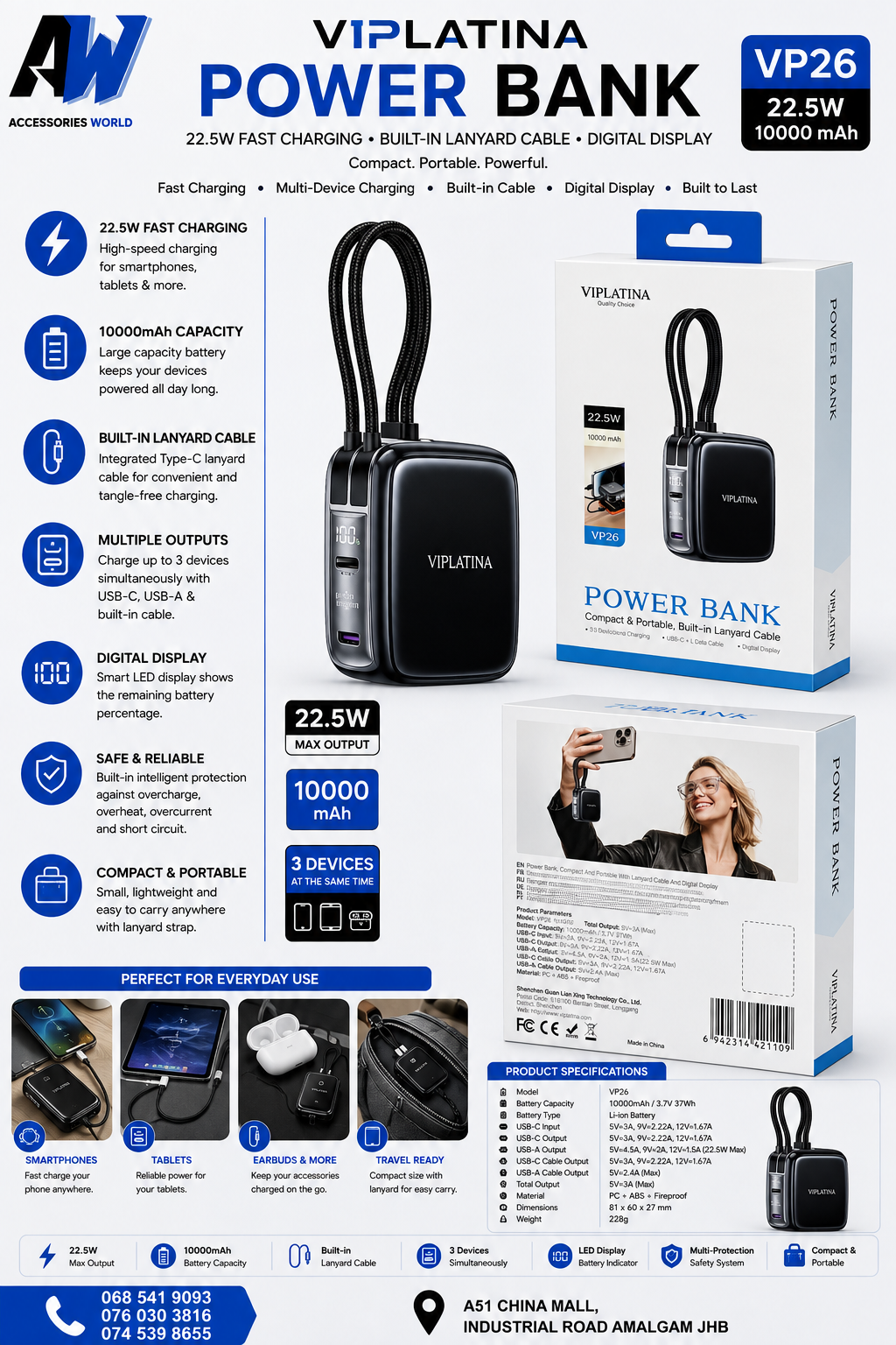 VIPLATINAPOWER BANK 22.5 VP26 10 000 MAH