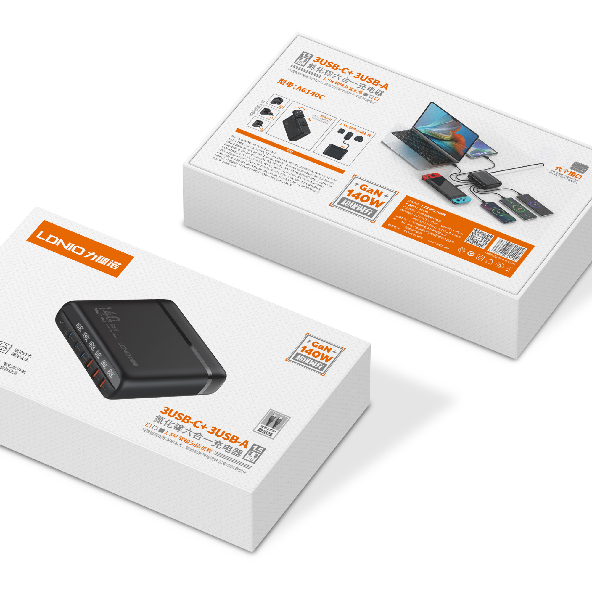 Ldnio 3 USB-C + 3 USB-A Charger A6140c