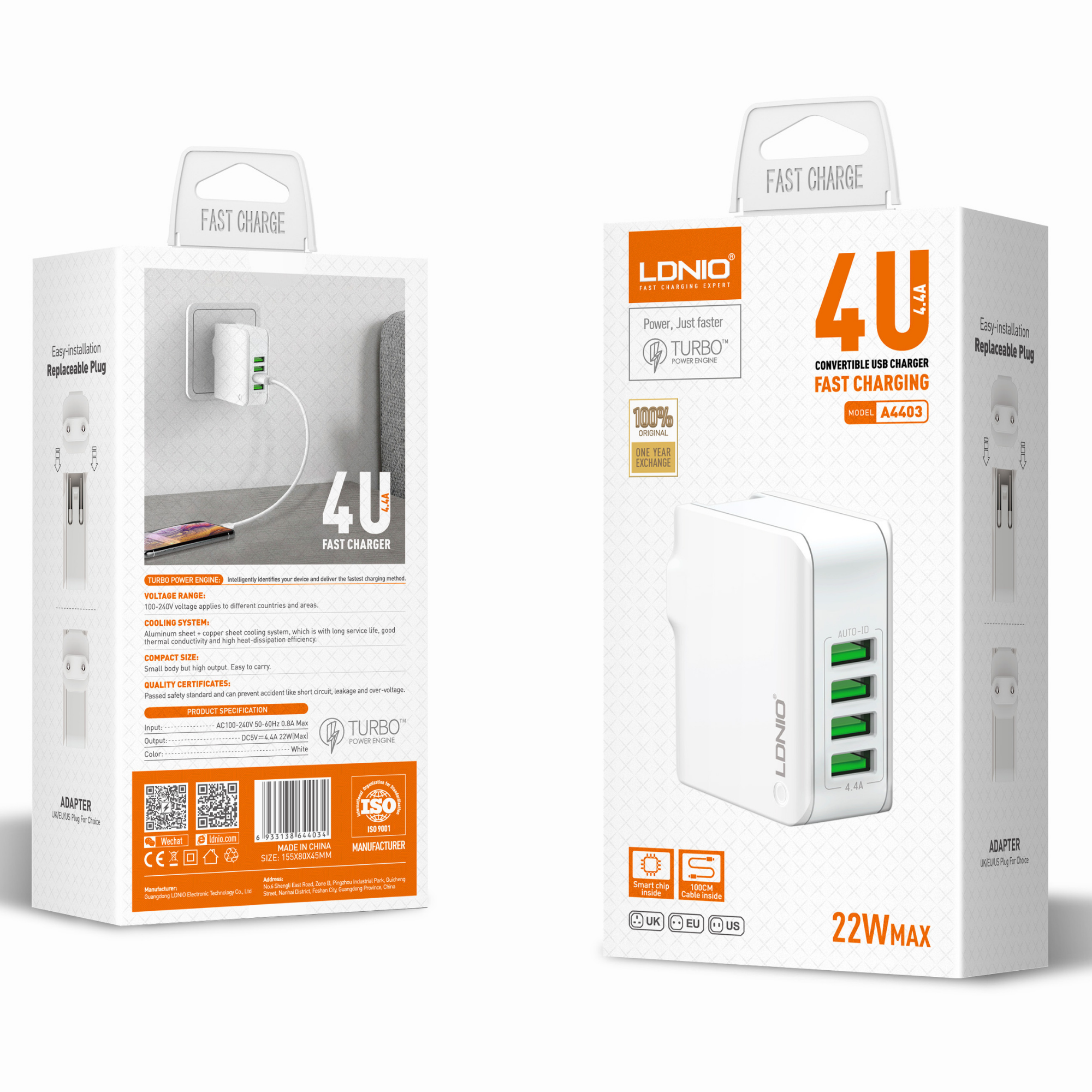 Ldnio 4.4A Fast Charger A4403