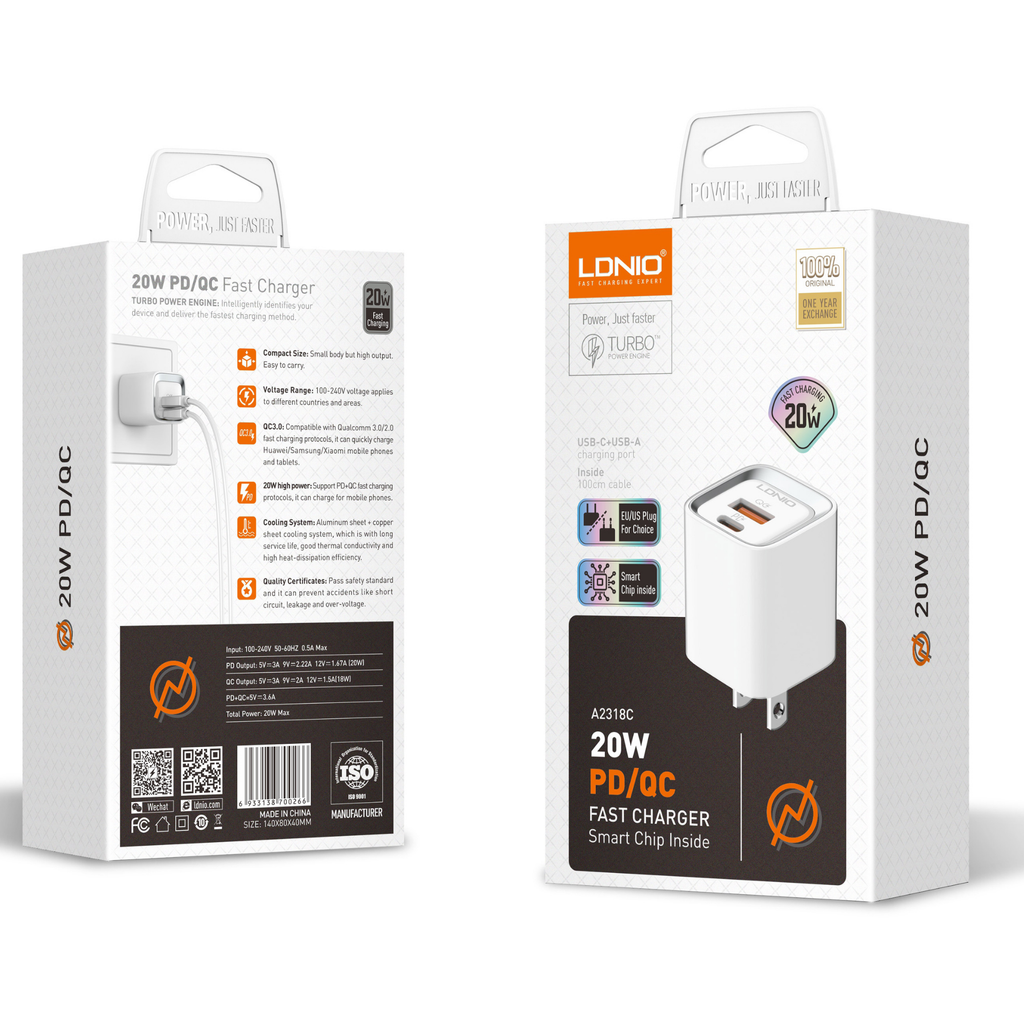 Ldnio Fast Charger Smart Chip A2318C