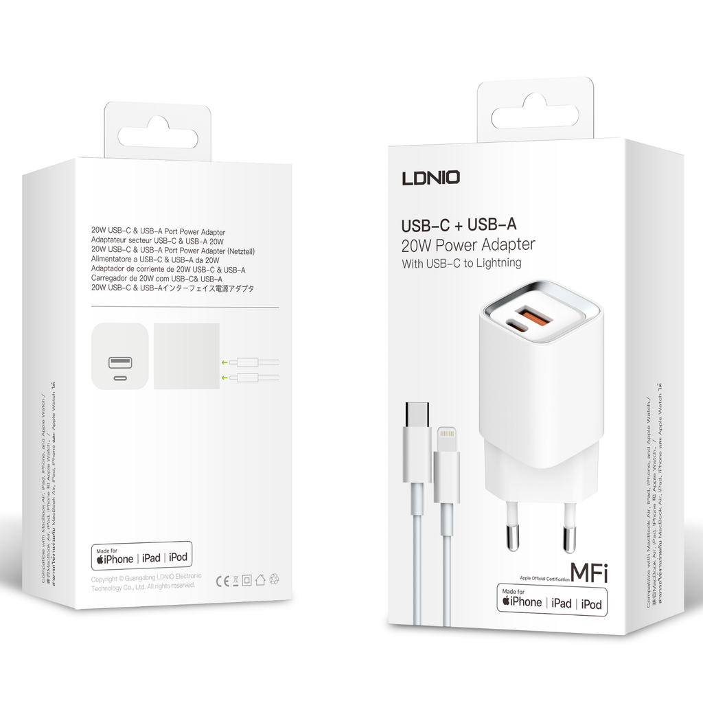 Ldnio Power Adapter USB-A+C A2318M
