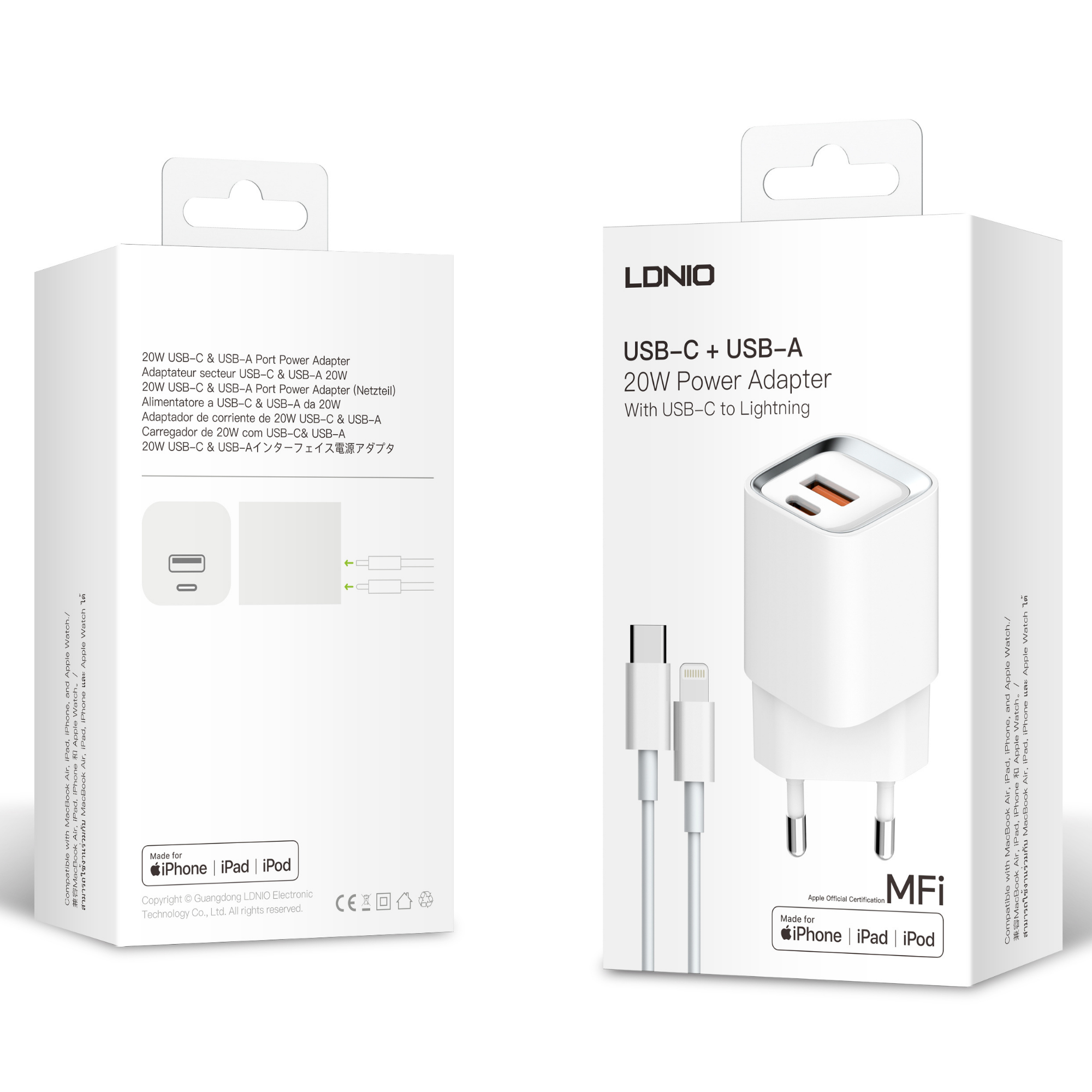 Ldnio Power Adapter USB-A+C A2318M