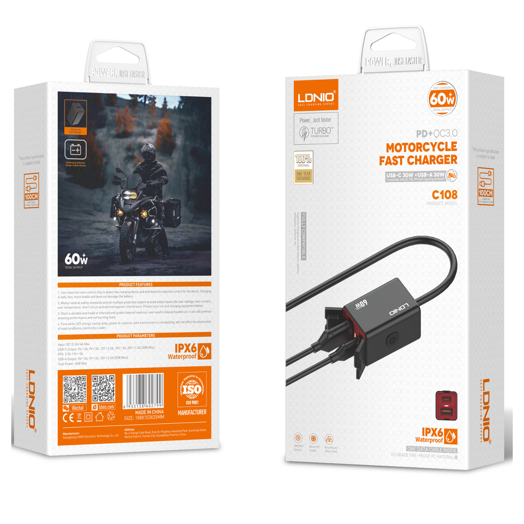 Ldnio Motorcycle Fast Charger C108