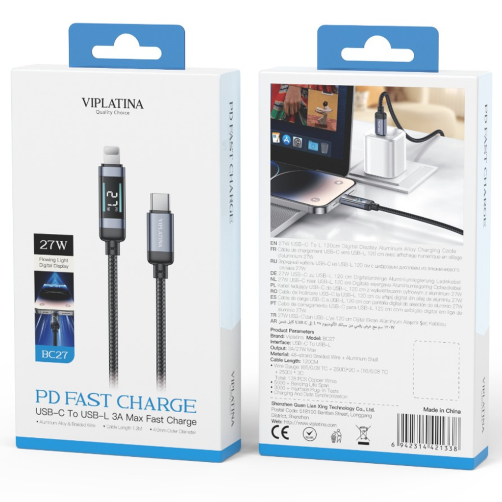 VIPLATINA USB-C TO USB-L 27W
