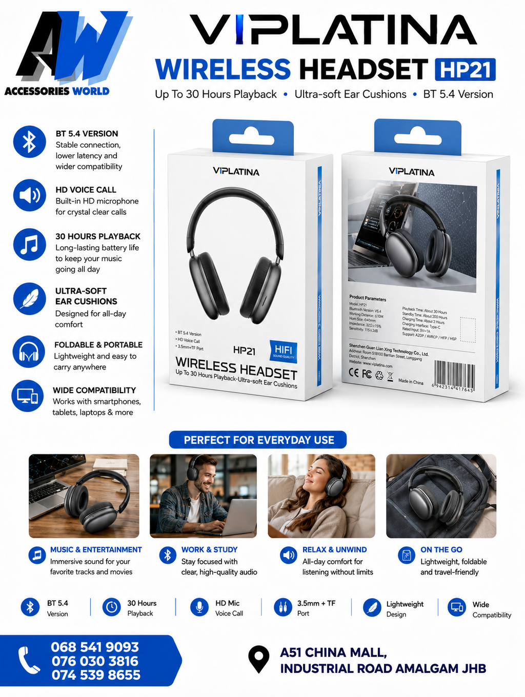 VIPLATINA WIRELESS HEADSET HP21