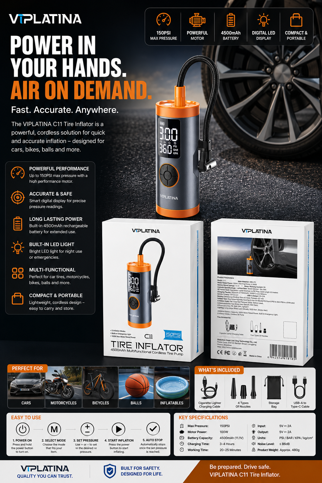 VIPLATINA TIRE INFLATOR C11