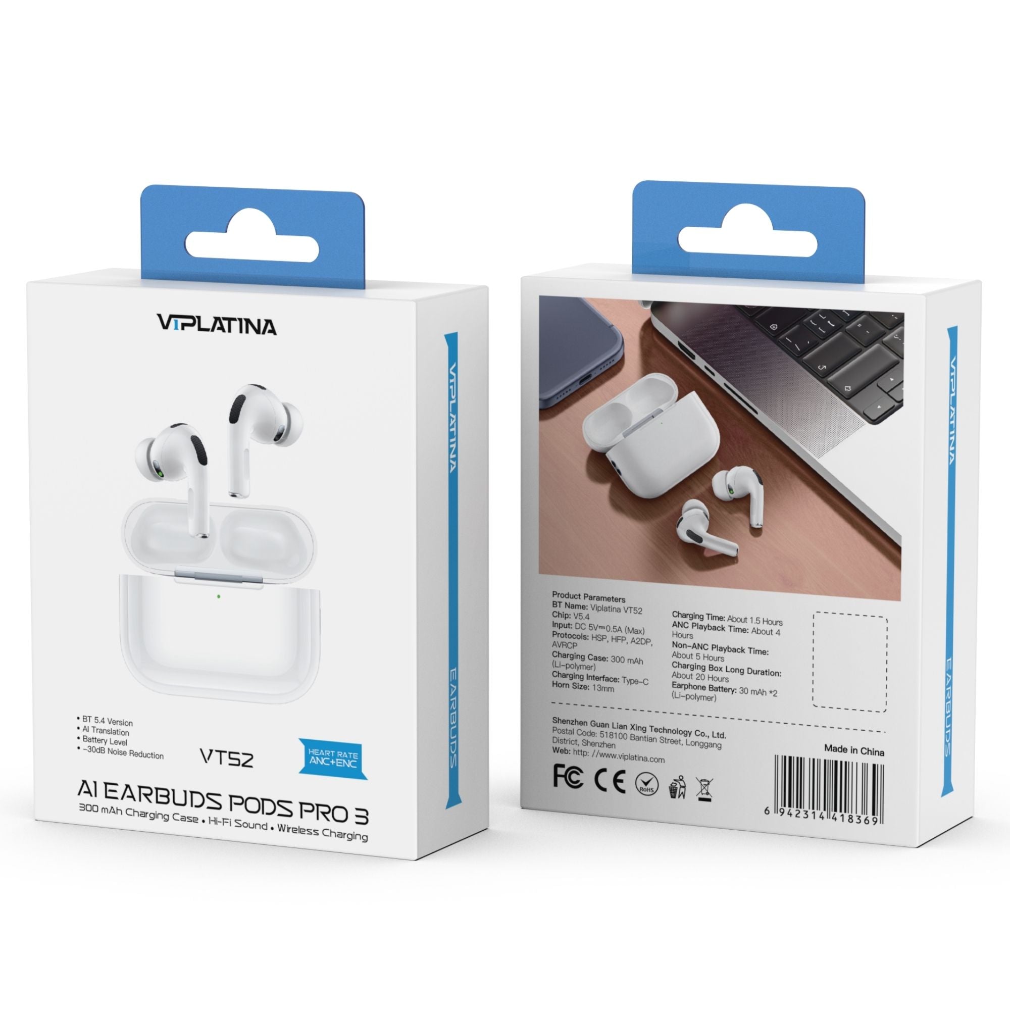 VIPLatina AI Earbuds Pods Pro 3 VT52
