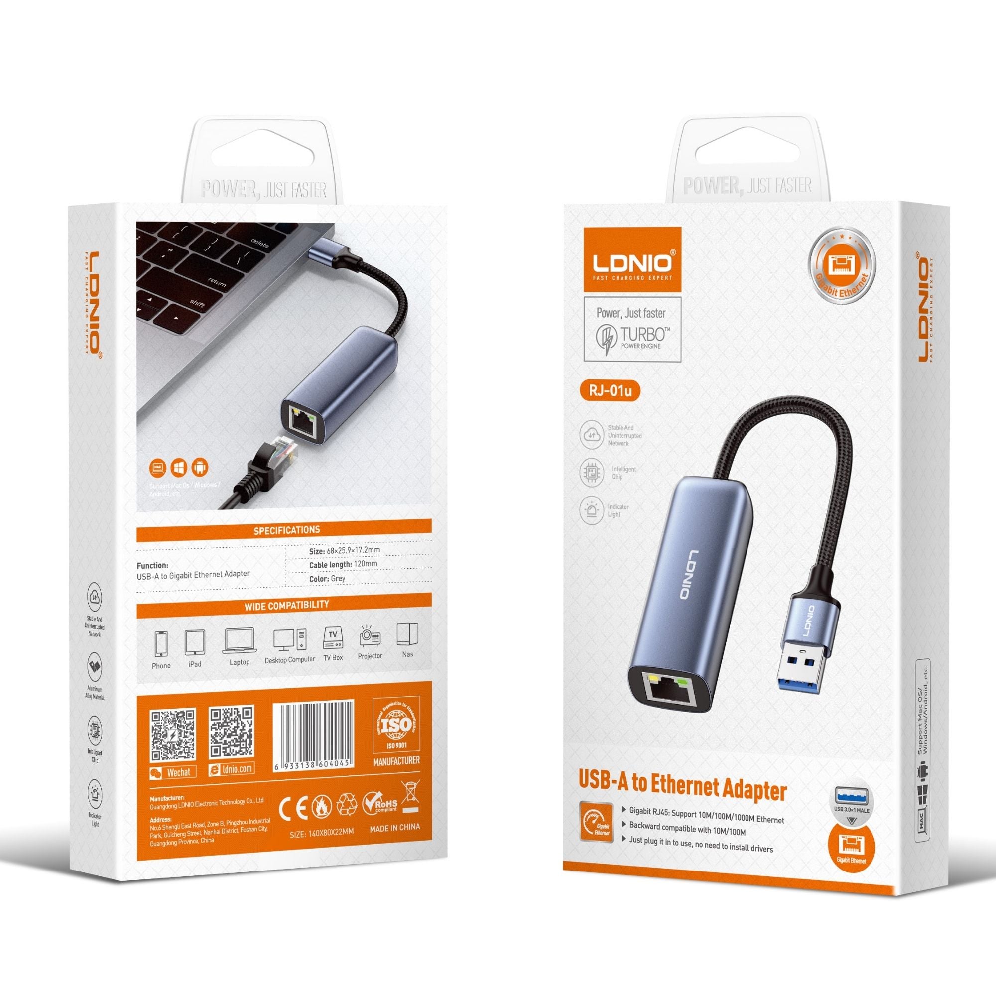 Ldnio USB-A to Ethernet Adapter RJ-01u