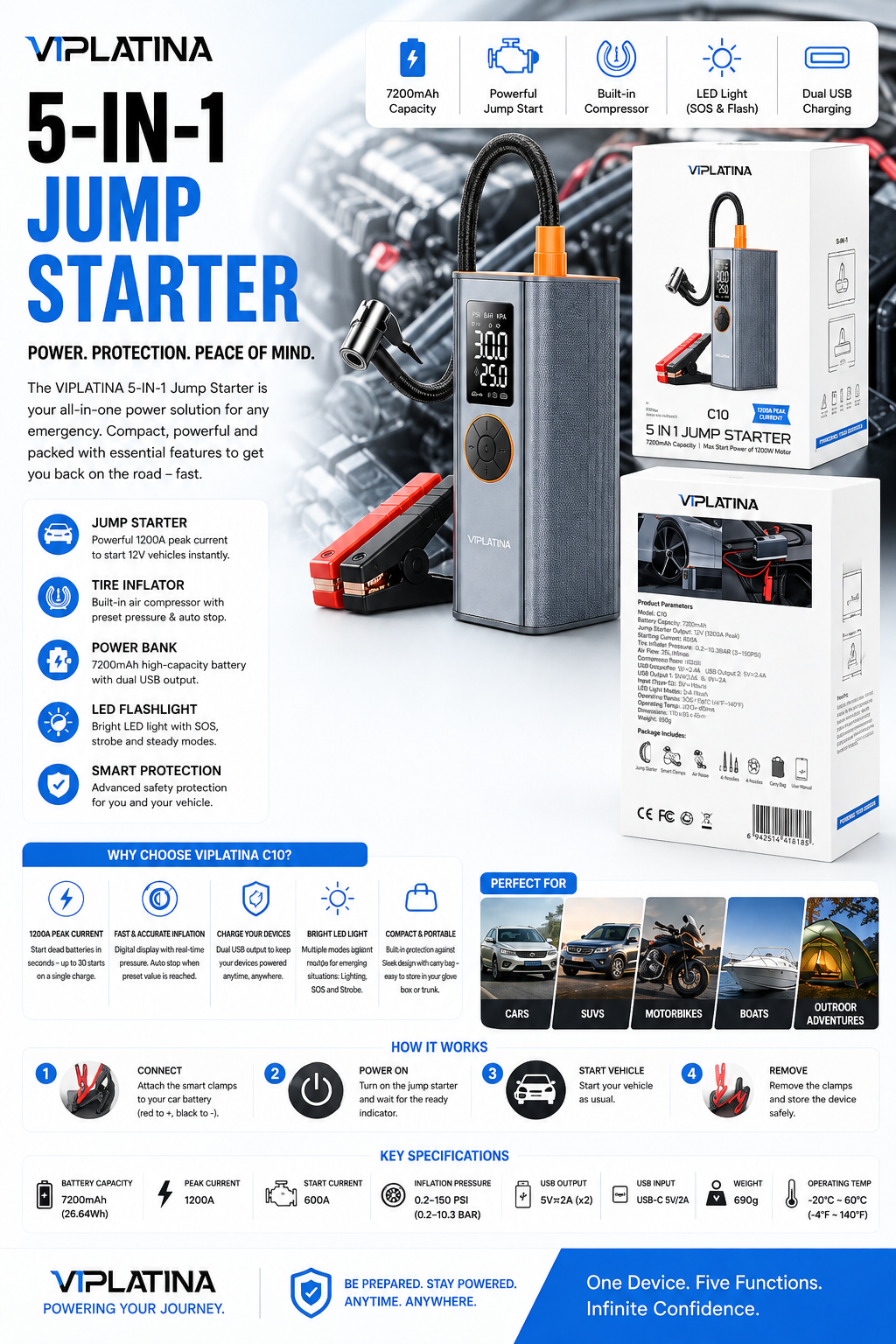 VIPLATINA 5IN1 JUMP STARTER
