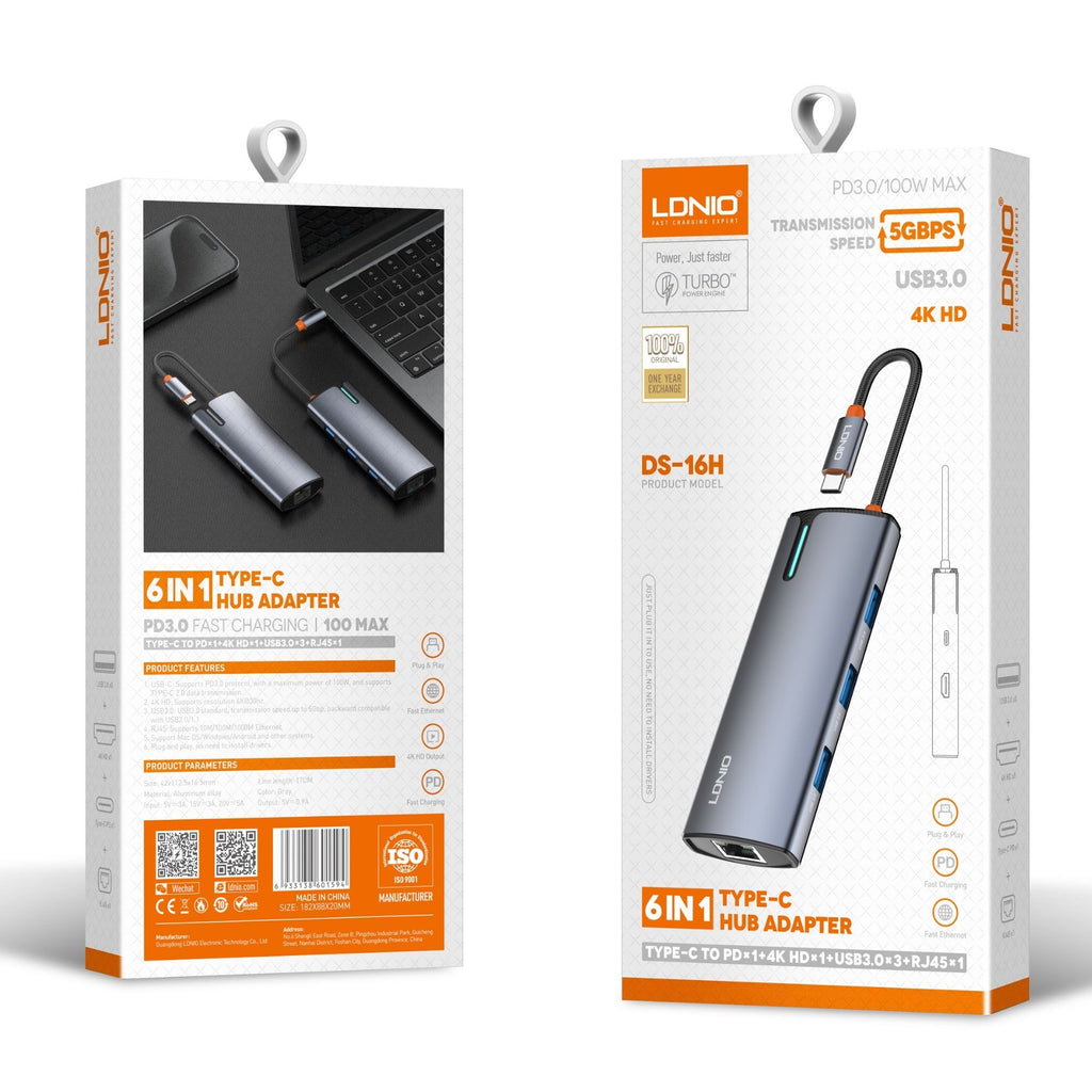 Ldnio Type-C Hub Adapter (6 in 1) DS-16h