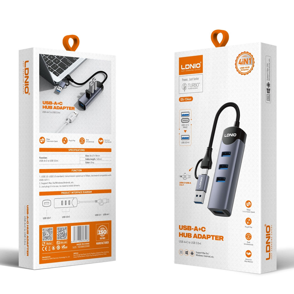 Ldnio USB-A+C Hub Adapter DS-134uc
