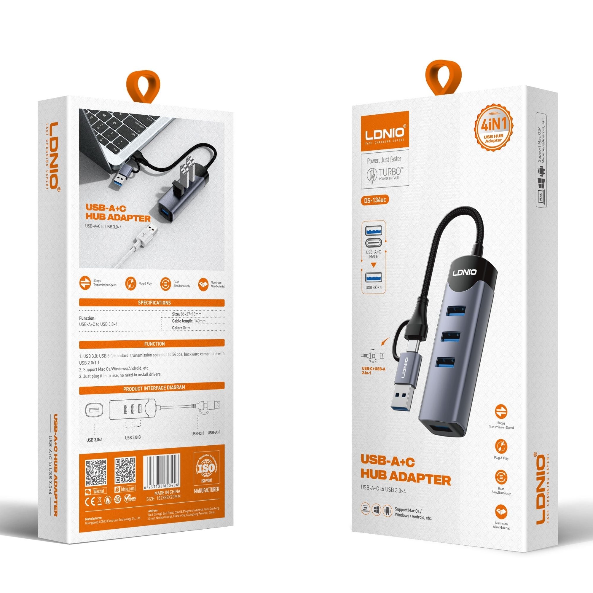 Ldnio USB-A+C Hub Adapter DS-134uc