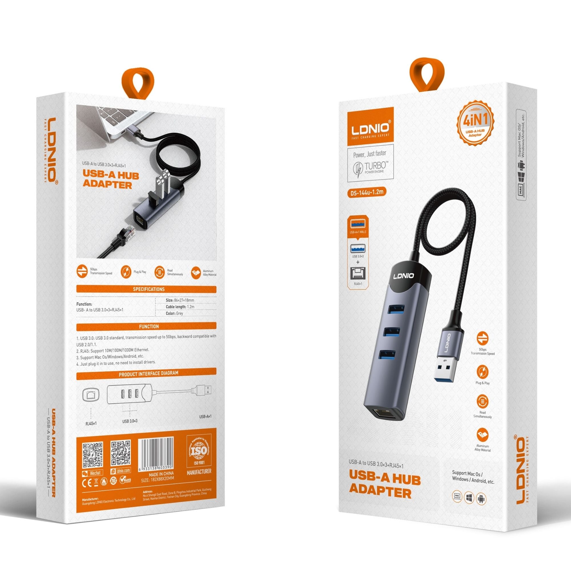 Ldnio USB-A Hub Adapter DS-144U-1.2M