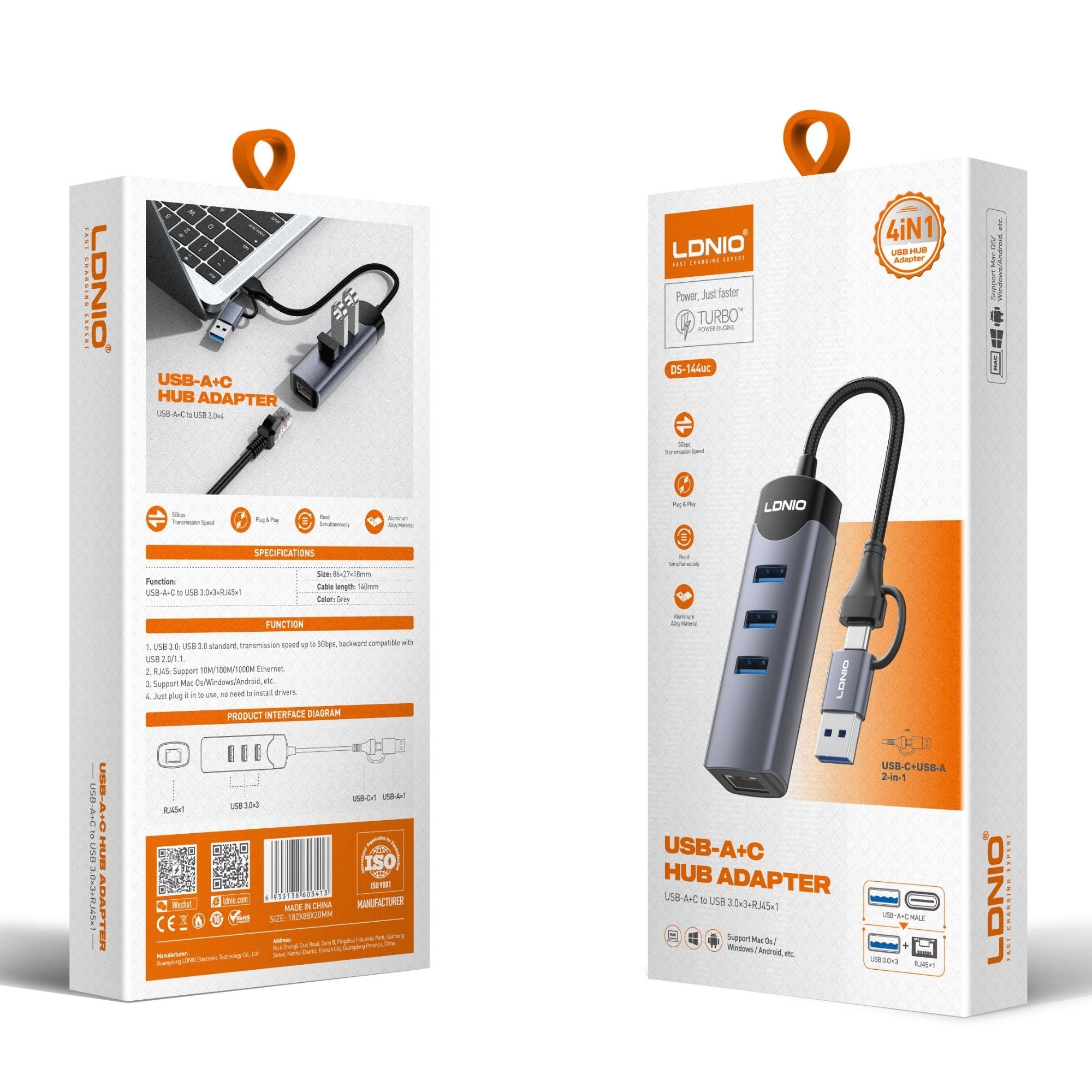 Ldnio USB-A+C Hub Adapter DS-144uc