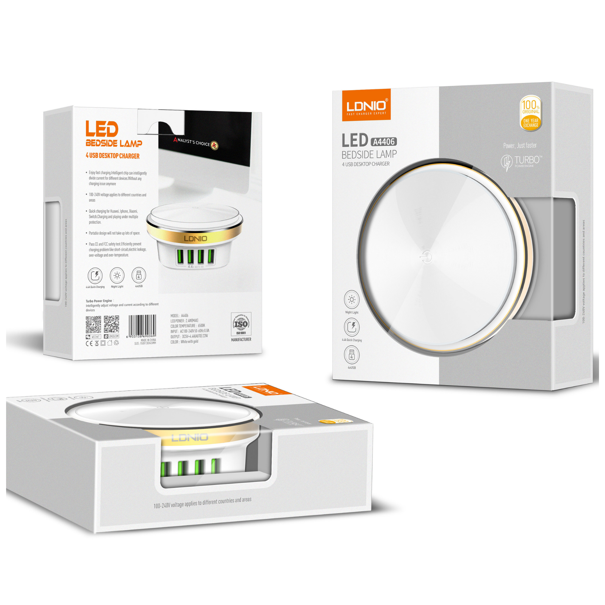 Ldnio LED Bedside &  Desktop USB Charger Lamp A4406