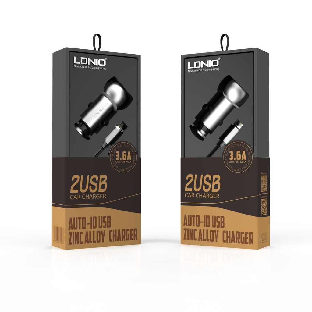 Ldnio 3.6A Zinc Alloy Auto-ID Dual USB Car Charger C401