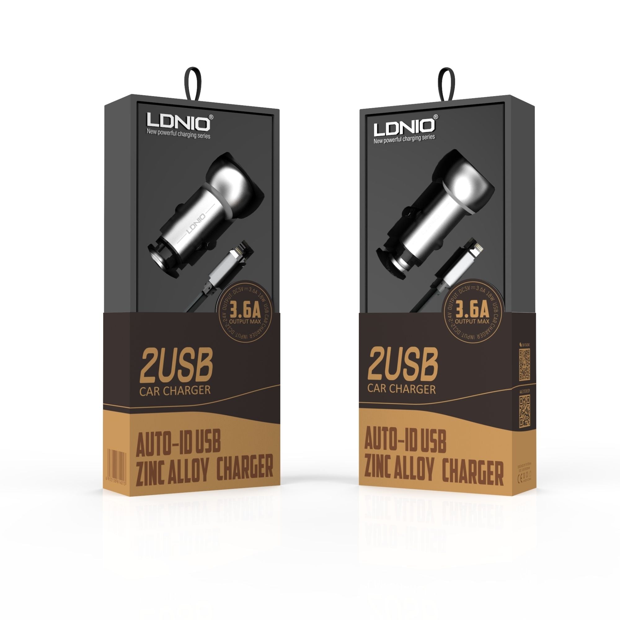Ldnio 3.6A Zinc Alloy Auto-ID Dual USB Car Charger C401