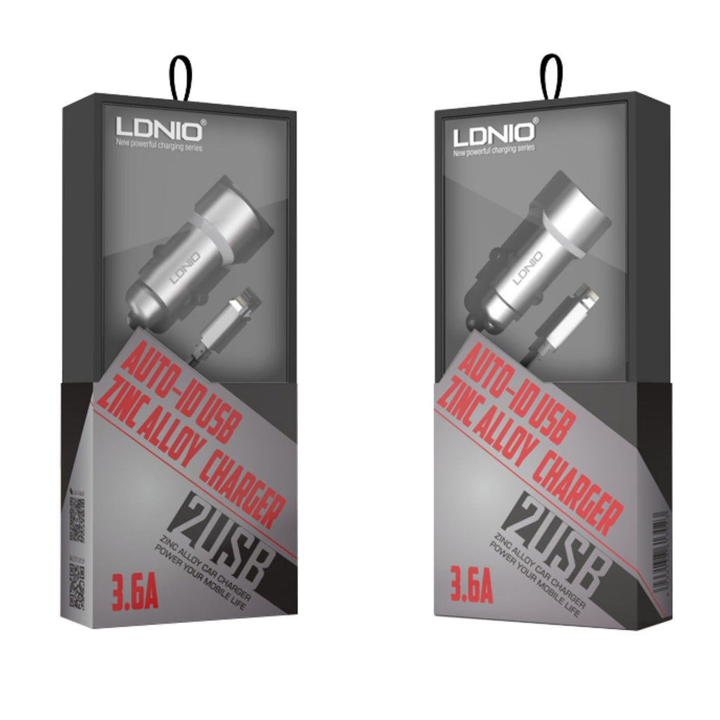Ldnio 3.6A Zinc Alloy Auto-ID Dual USB Car Charger C302