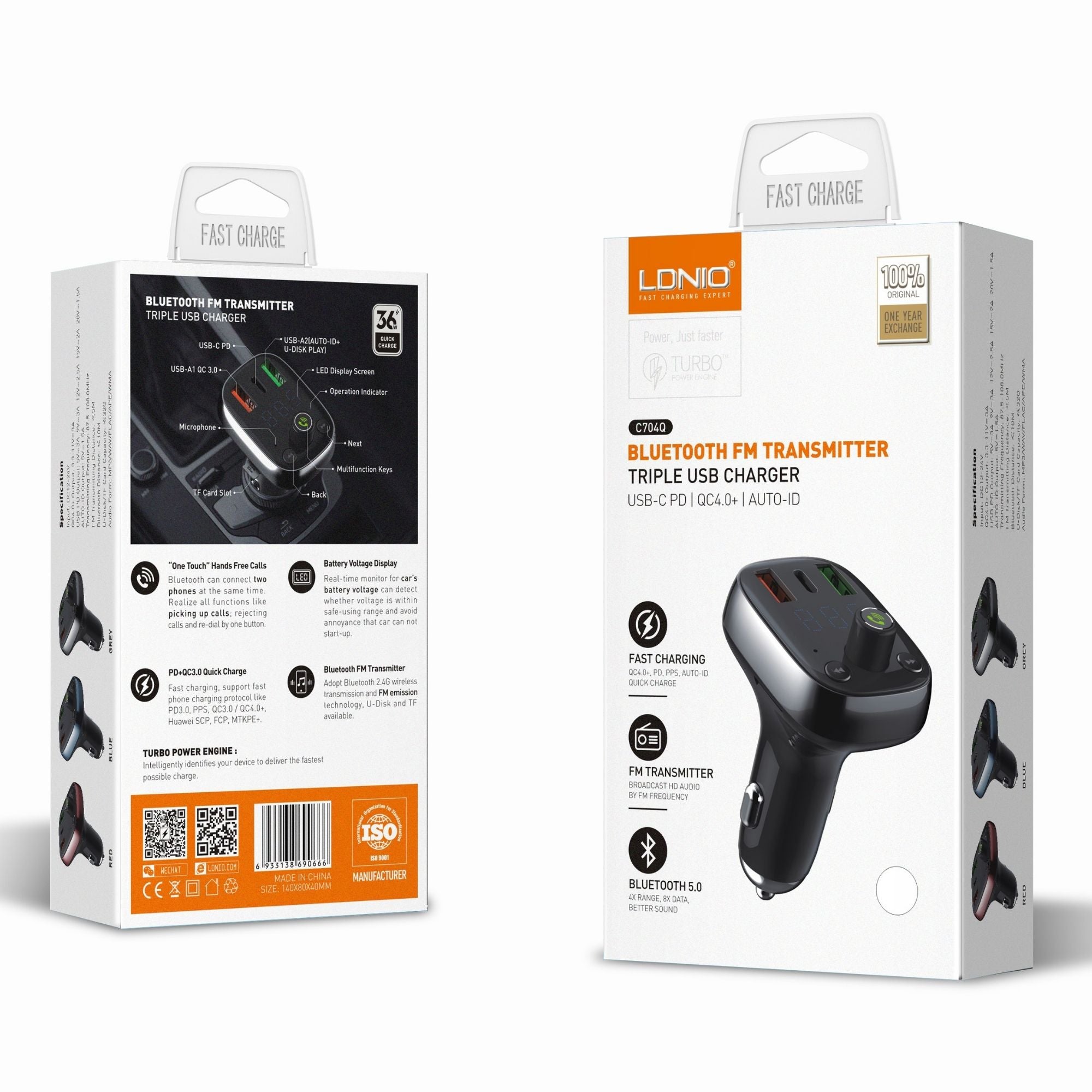 Ldnio Blutetooh FM Transmitter (Triple USB Charger) C704Q