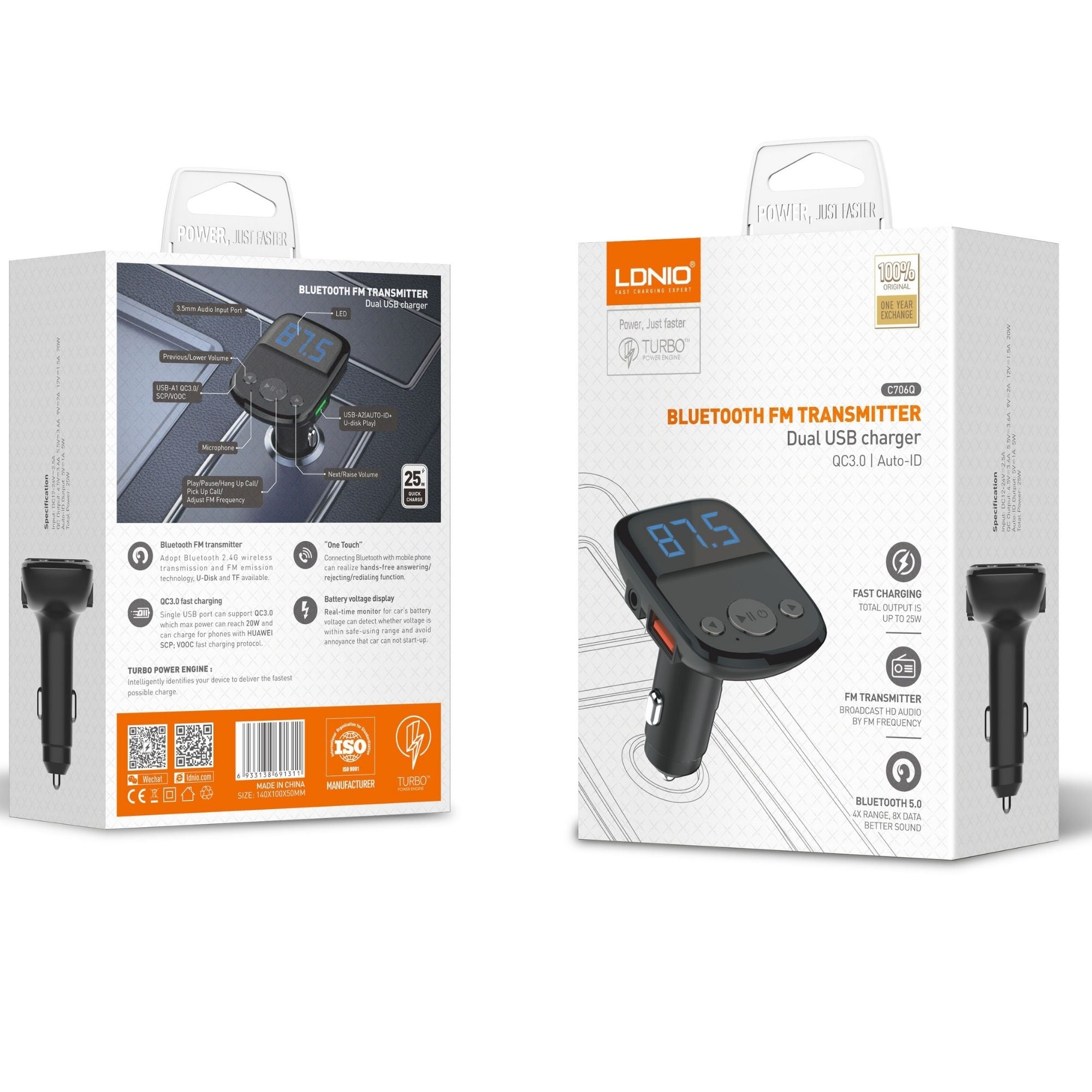 Ldnio Blutetooh FM Transmitter (Dual USB Charger) C706Q