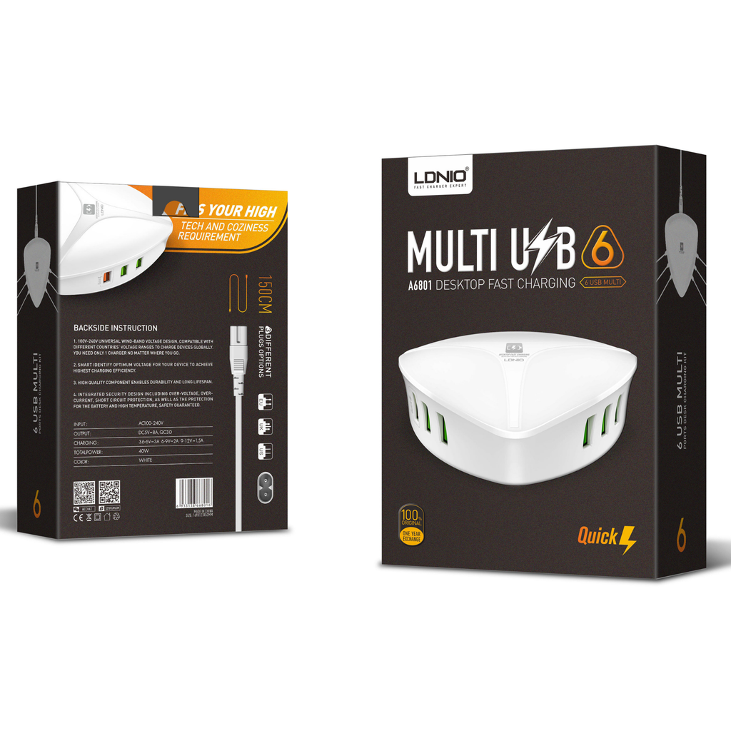Ldnio Multi USB 6 Port Fast Charger A6801