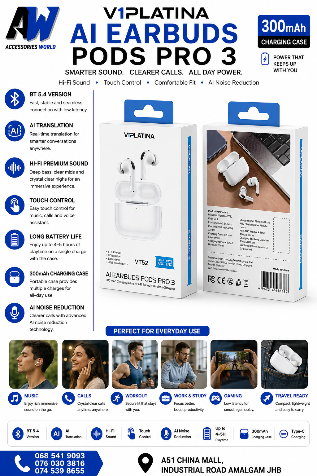 VIPLATINA AI EARBUDS PODS PRO 3 VT52