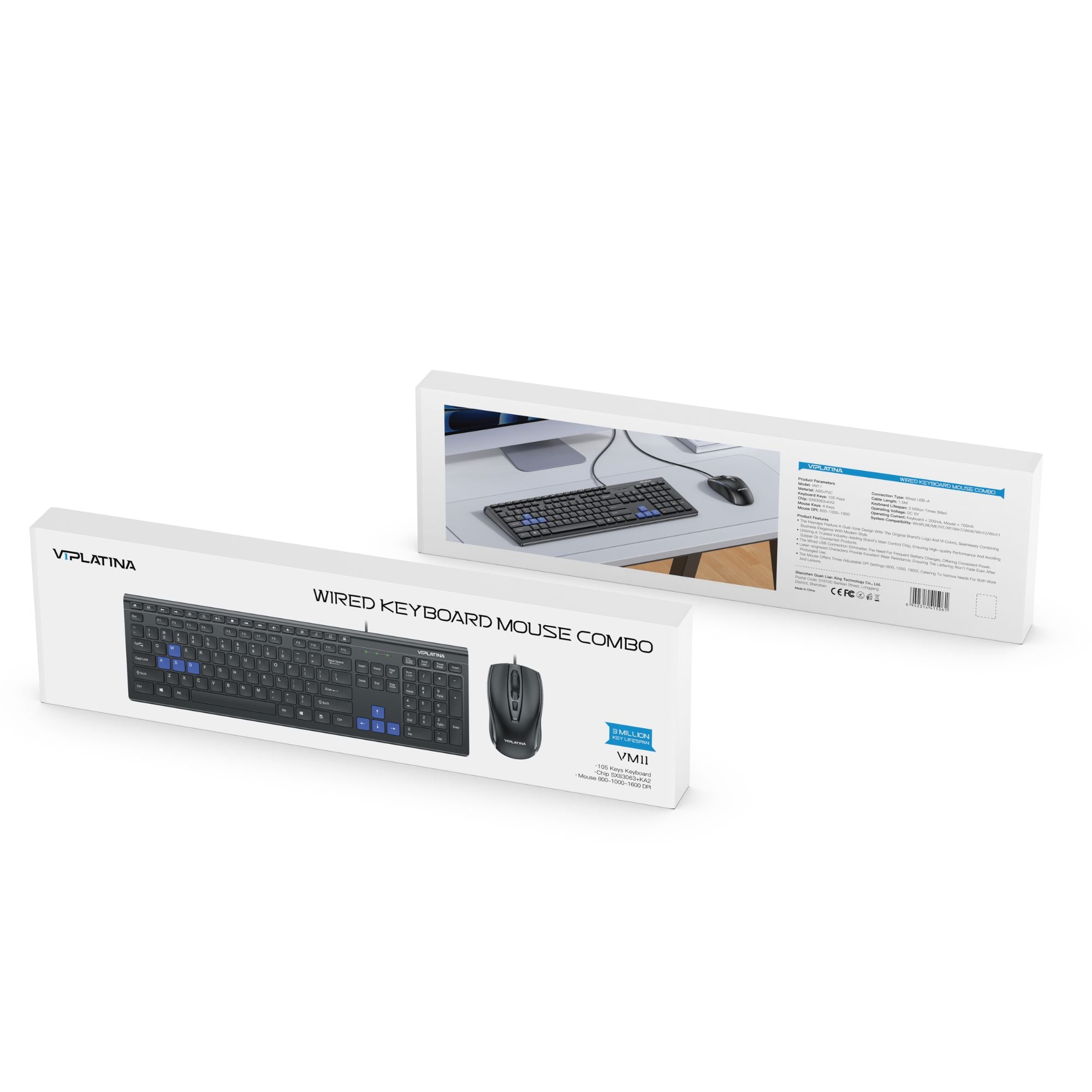 VIPLatina Wired Mouse & Keyboard Combo VM11