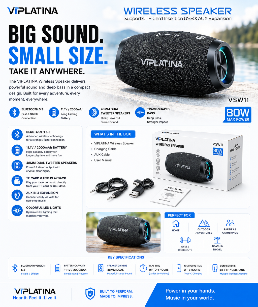 VIPLATINA  WIRELESS SPEAKER VSW11