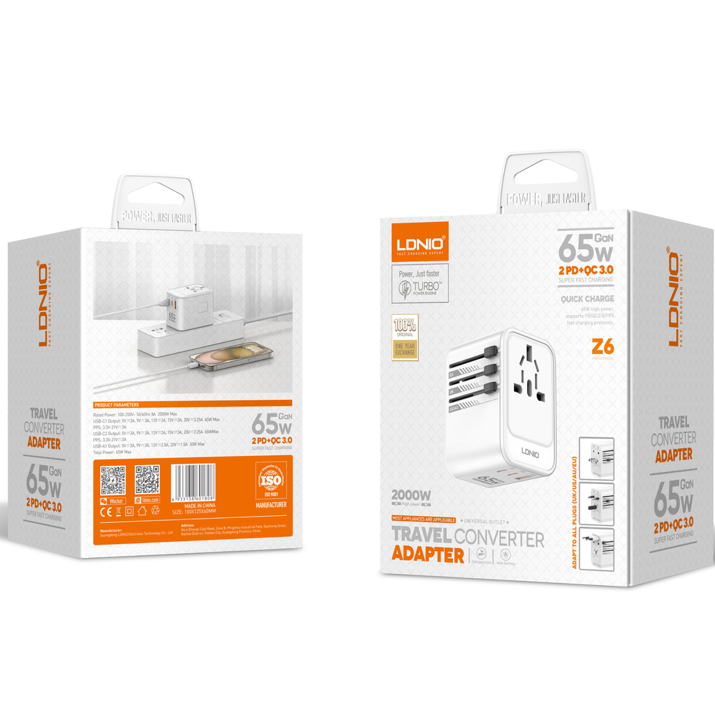 Ldnio Travel Convert Adapter (2PD + QC3.0) Z6