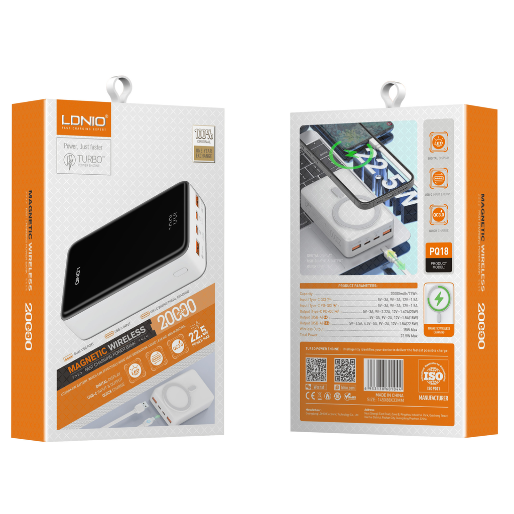 Ldnio Wireless Magnetic Fast Power Bank PQ18