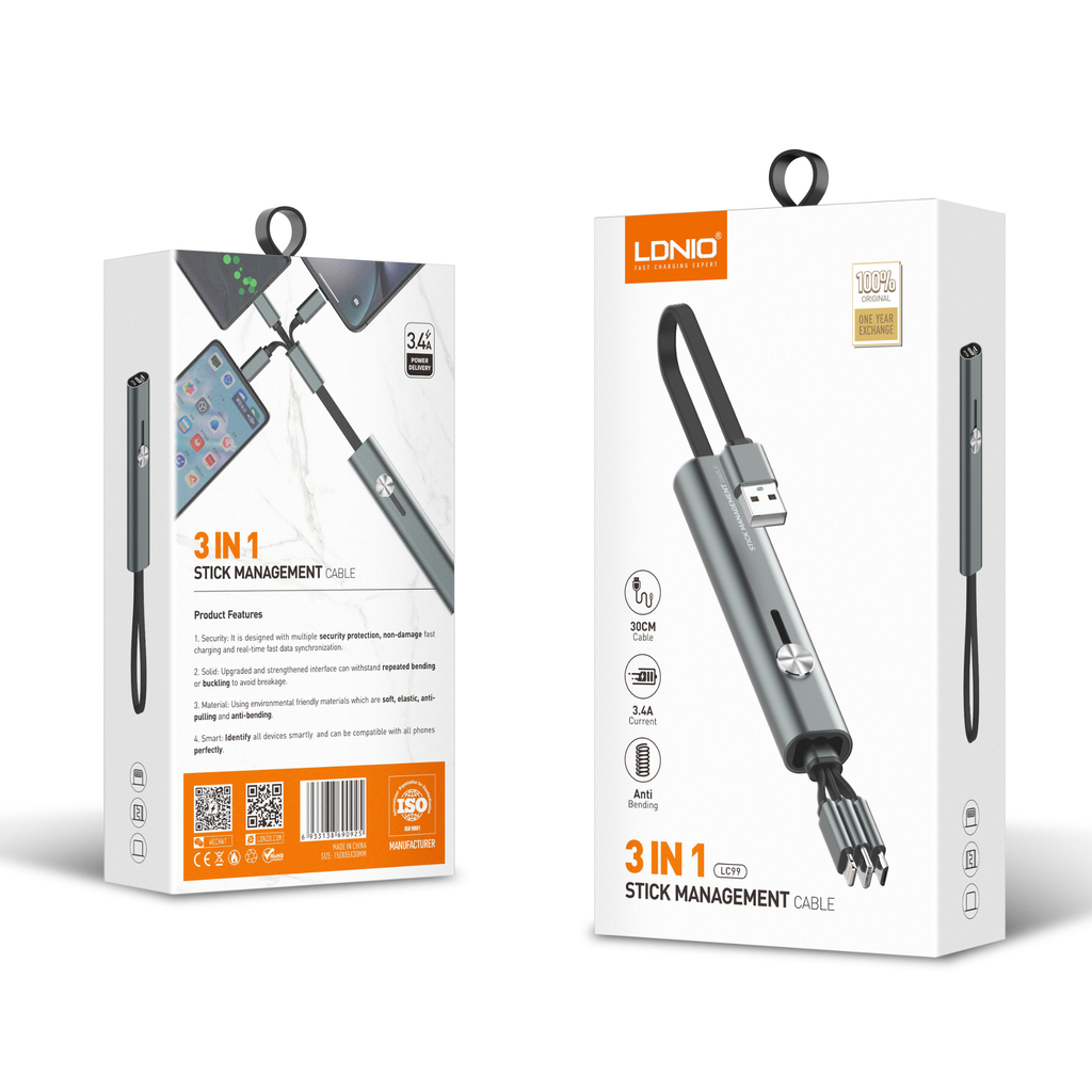 LDNIO 3 in 1 Stick Management Cables LC99