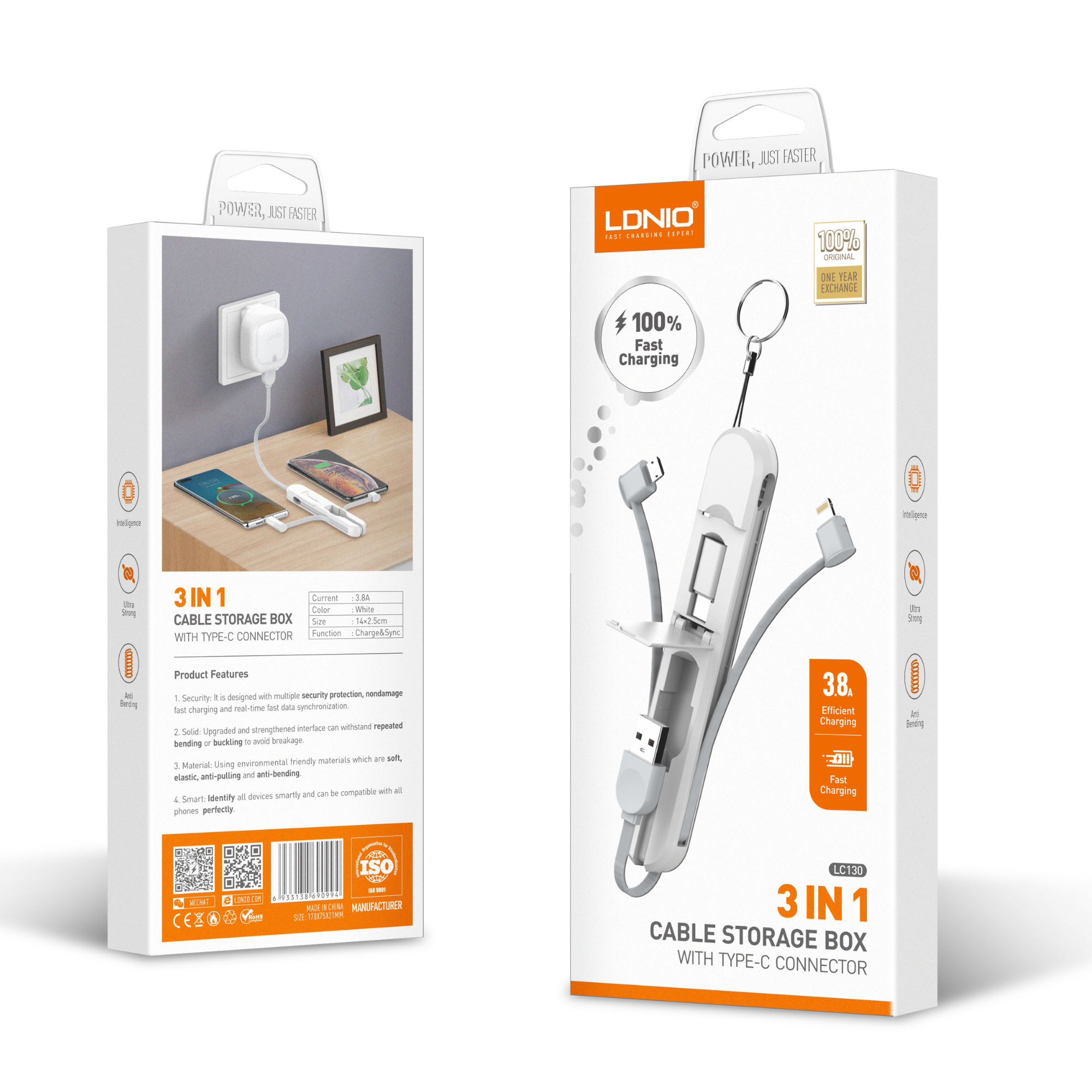 LDNIO 3 In 1  LC130 Cable Storage Box