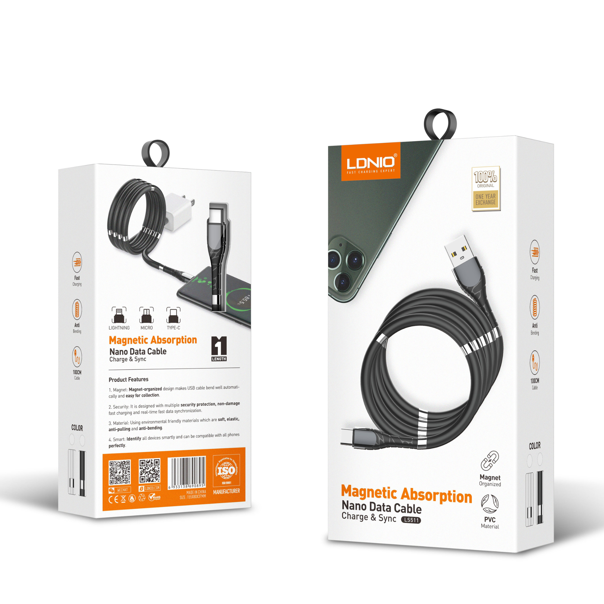 LDNIO Magnetic Nano Data Cable 1000mm LS511