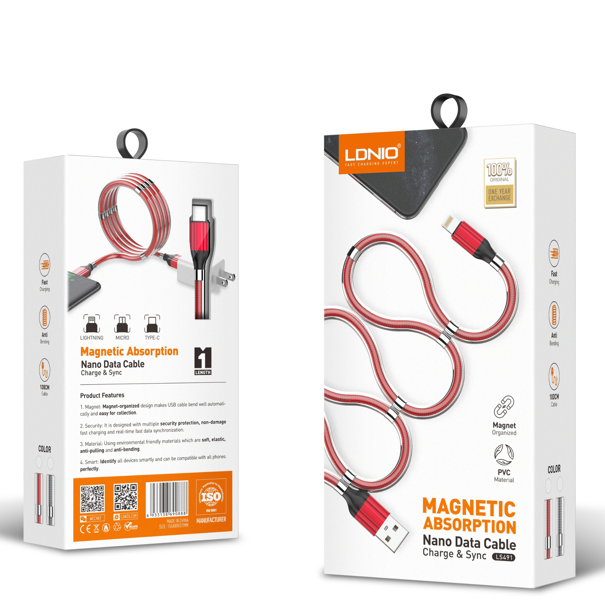 LDNIO Magnetic Nano Data Cable 1000mm LS511