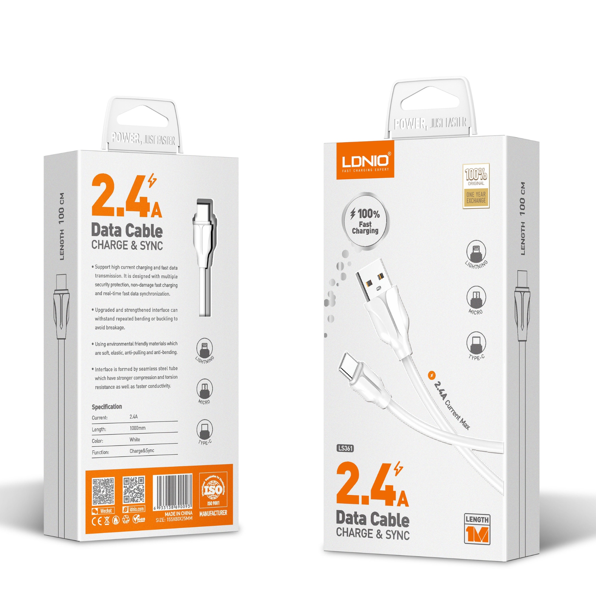 LDNIO Fast Charging Data Cable 2m LS361