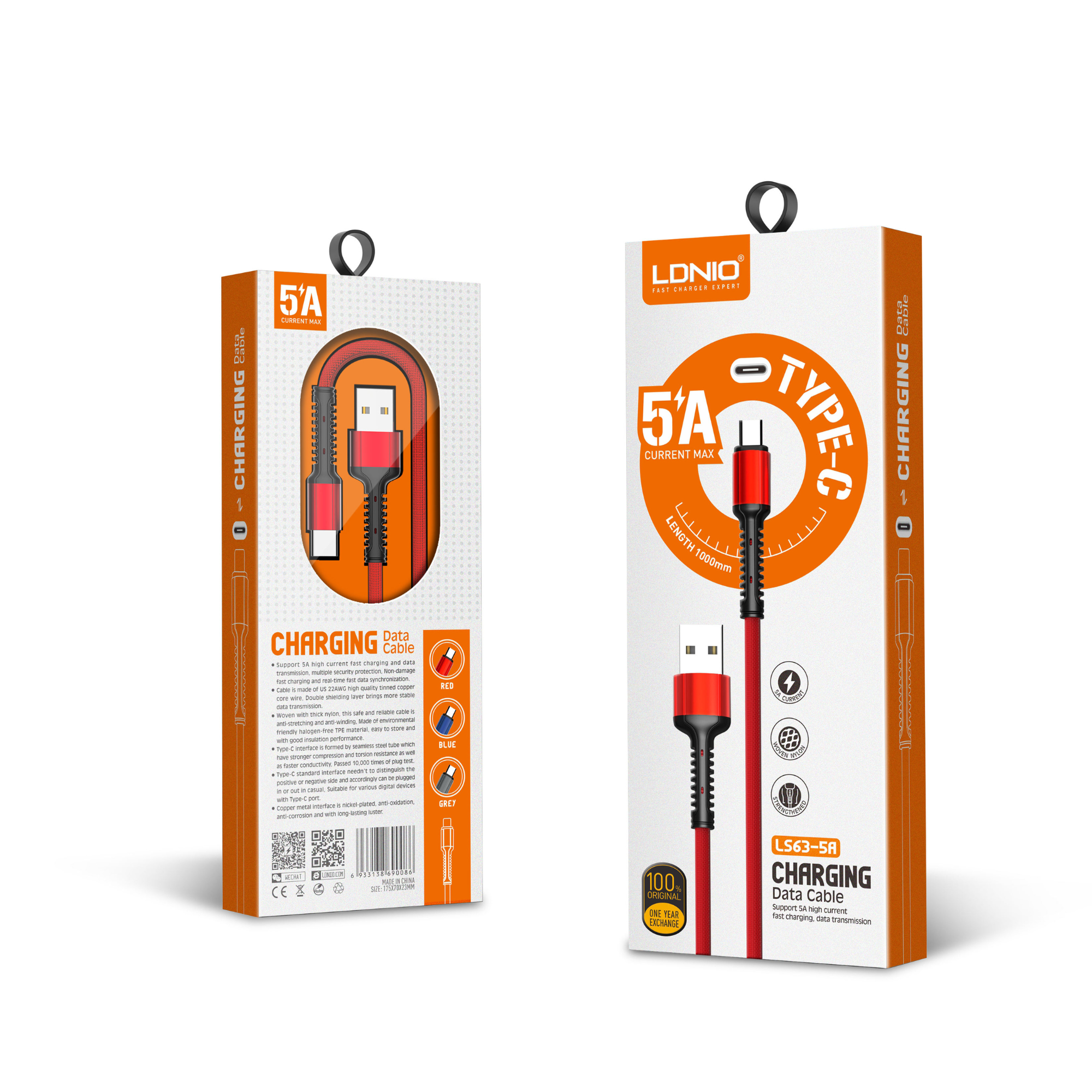 LDNIO Fast Charging Type-C Cable 1000mm LS63-5A