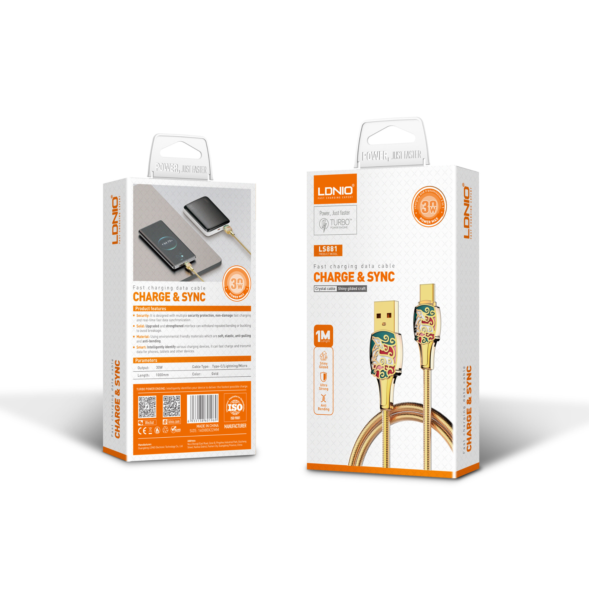 LDNIO Charging Cable LS881 Gold