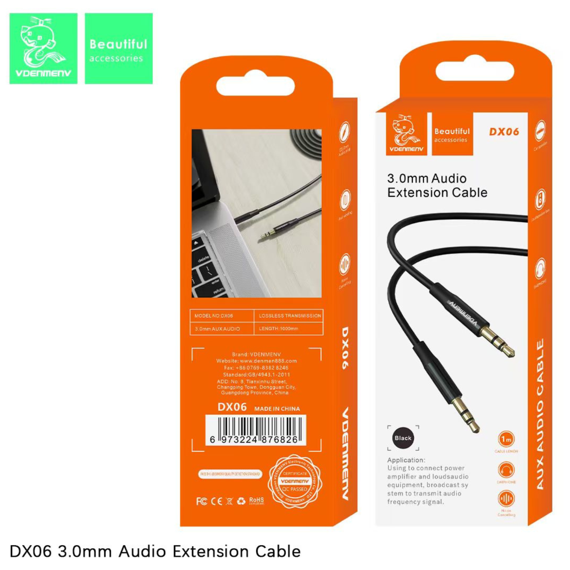 Vdenmenv 3.0mm Audio Extension Cable DX06