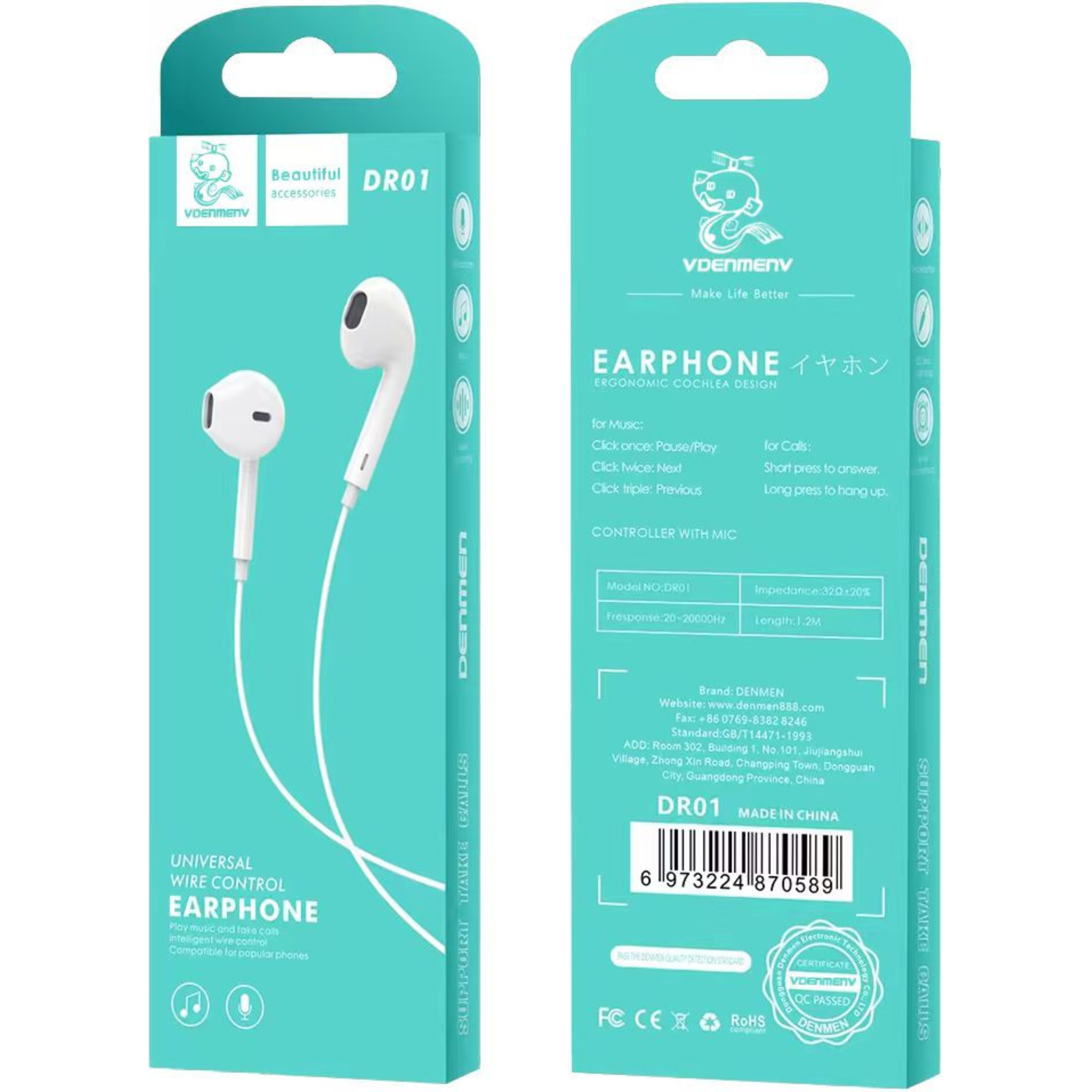 Vdenmenv Wire Earphone DR01