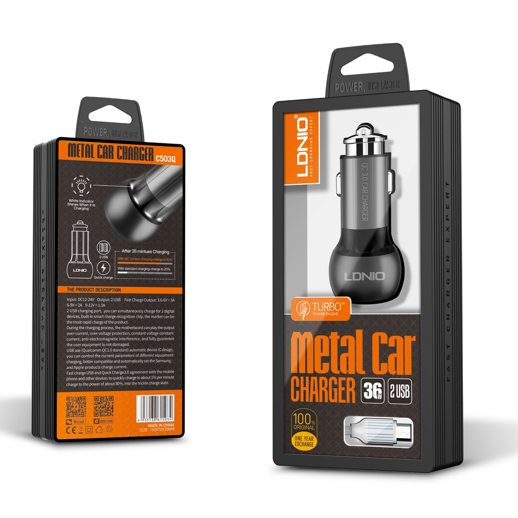 Ldnio Dual Metal Car Charger C503Q