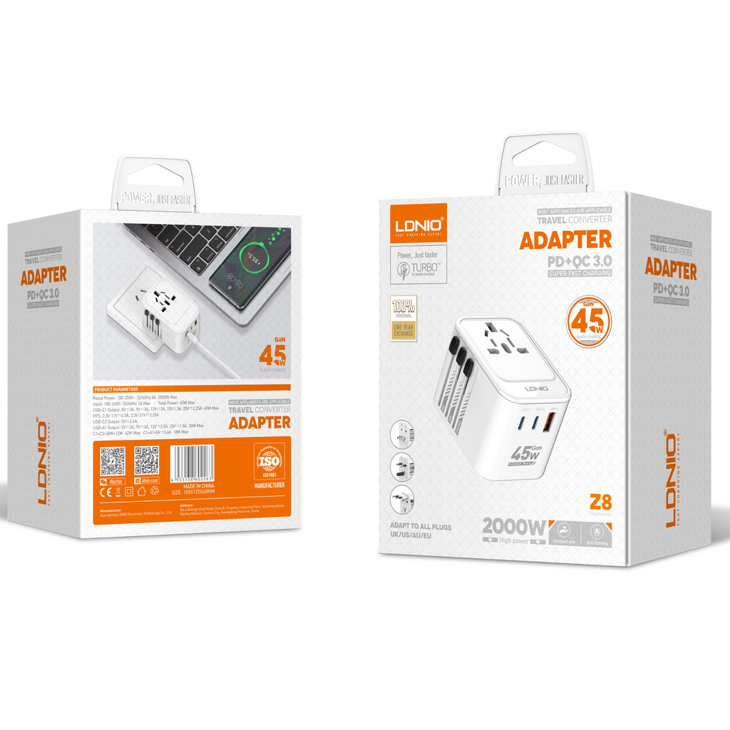 Ldnio Travel Converter Adapter (PD + QC3.0) Z8