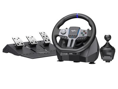 AW PXN V9 GEN2 Racing Steering Wheel compatible with Xbox Series X|S, PS4, Switch and PC, with 3-Pedal Set, Gear Shifter, RGB Lighting, 16-Bit Magnetic Encoder