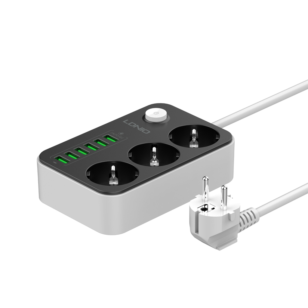 LDNIO 6 USB  3 Outlets 2m Power Extension SE3631