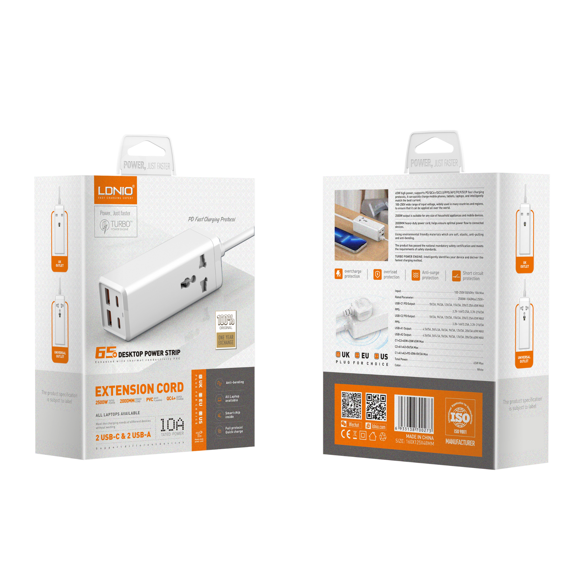 LDNIO Desktop Extension Cord  Fast Charging Extension SK1495