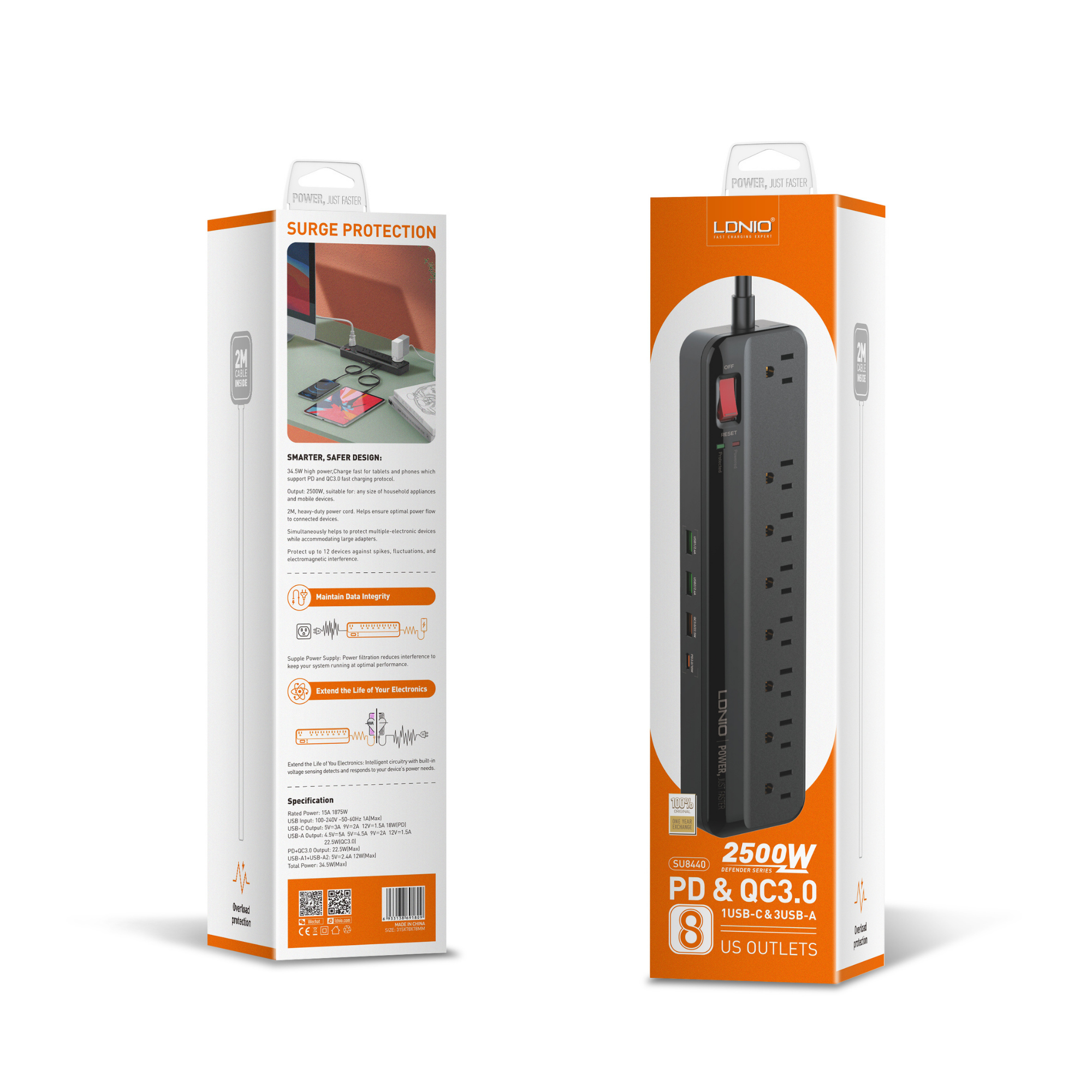 LDNIO US Outlets 2500W SU8440