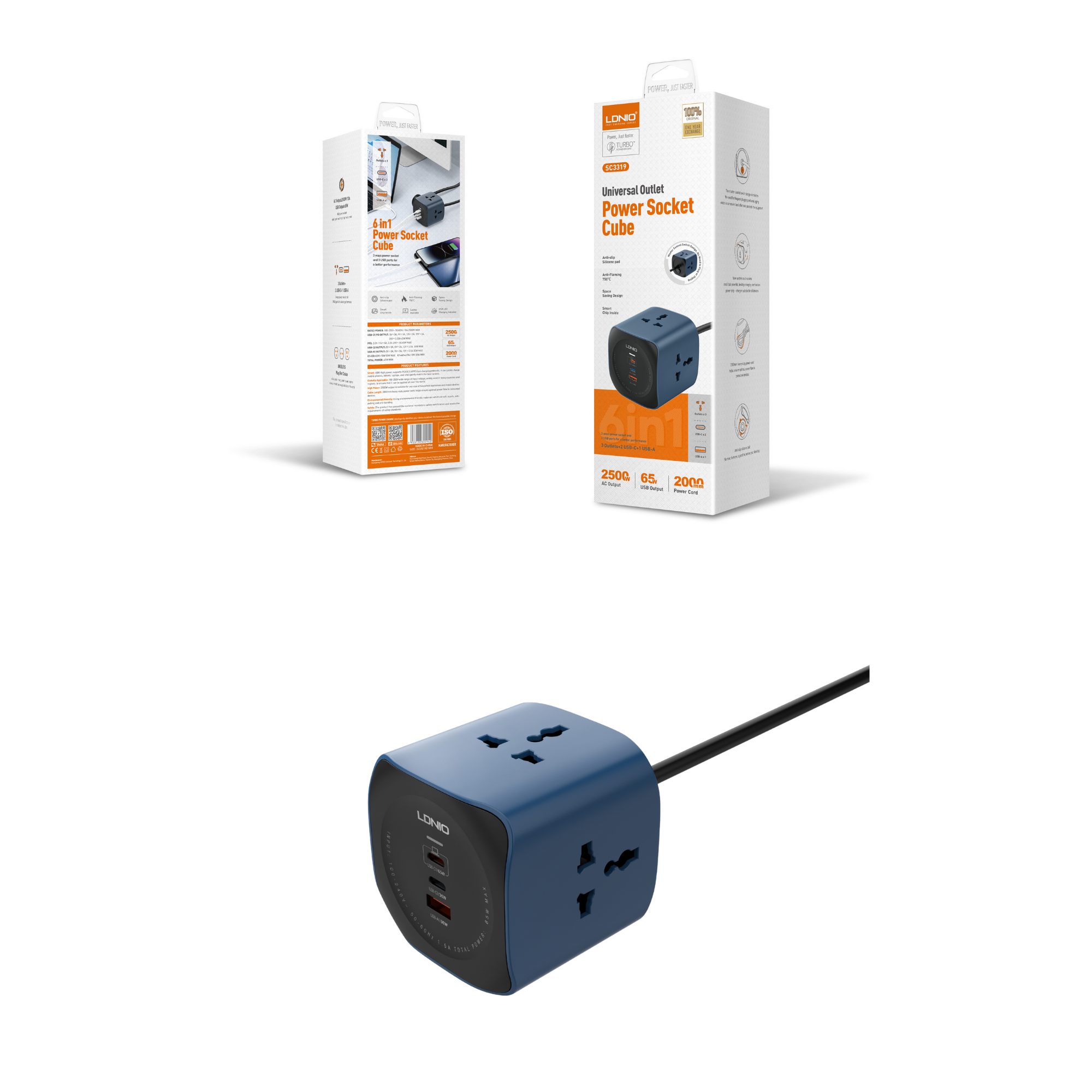 LDNIO Power Socket Cube 6 in 1 2500W SC3319